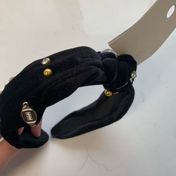 Footballs and Studs Velvet Top Knot Headband - Black - NWT - Picture 6 of 7